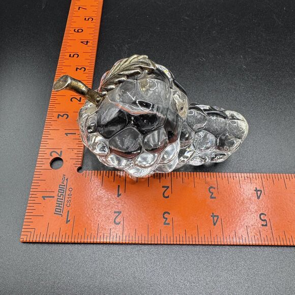 Vintage Heavy Crystal and Brass Grape Cluster Paperweight Art Piece - Picture 10 of 10